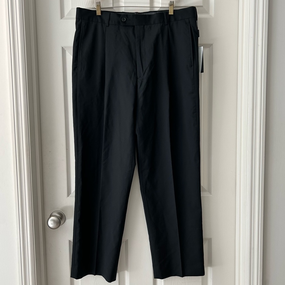 Cosani Zack Black Wool Pleated Slacks Pants 36x30
